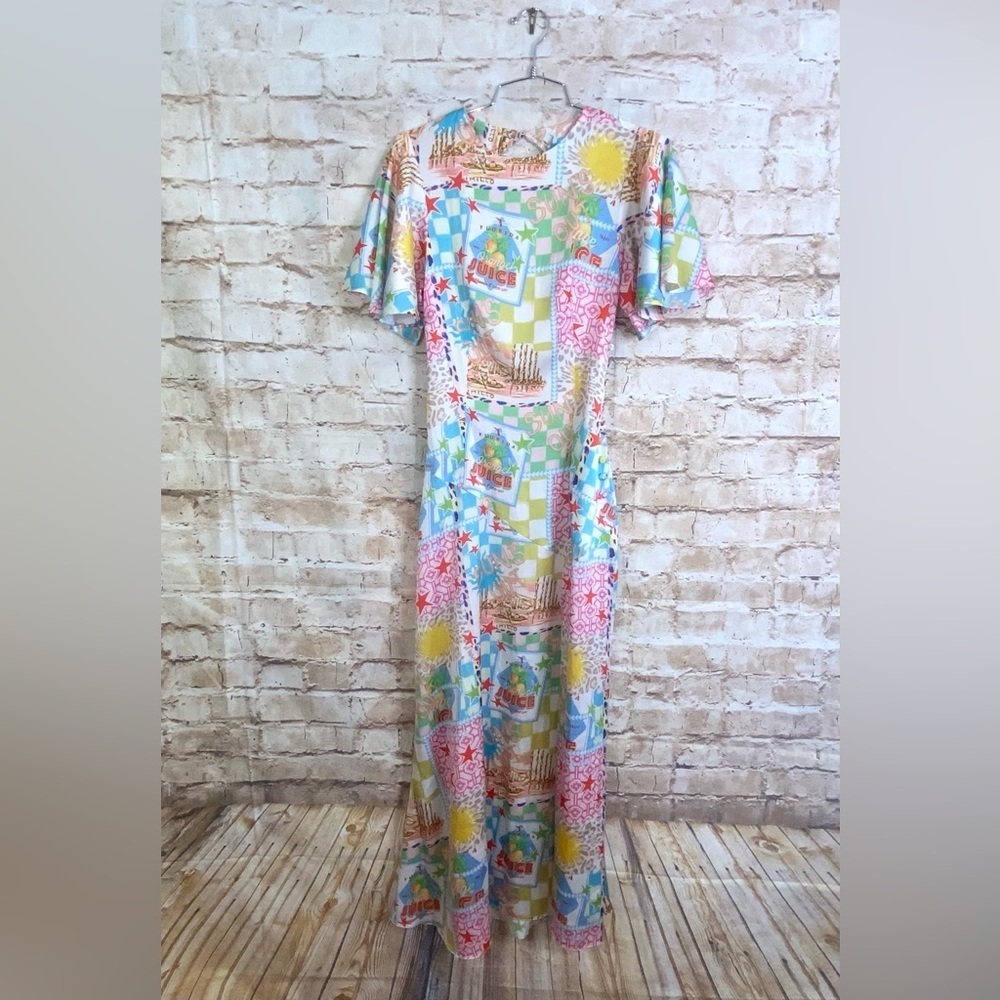 ASOS Design Juicy Print Dress With Cut Out Back Size 4